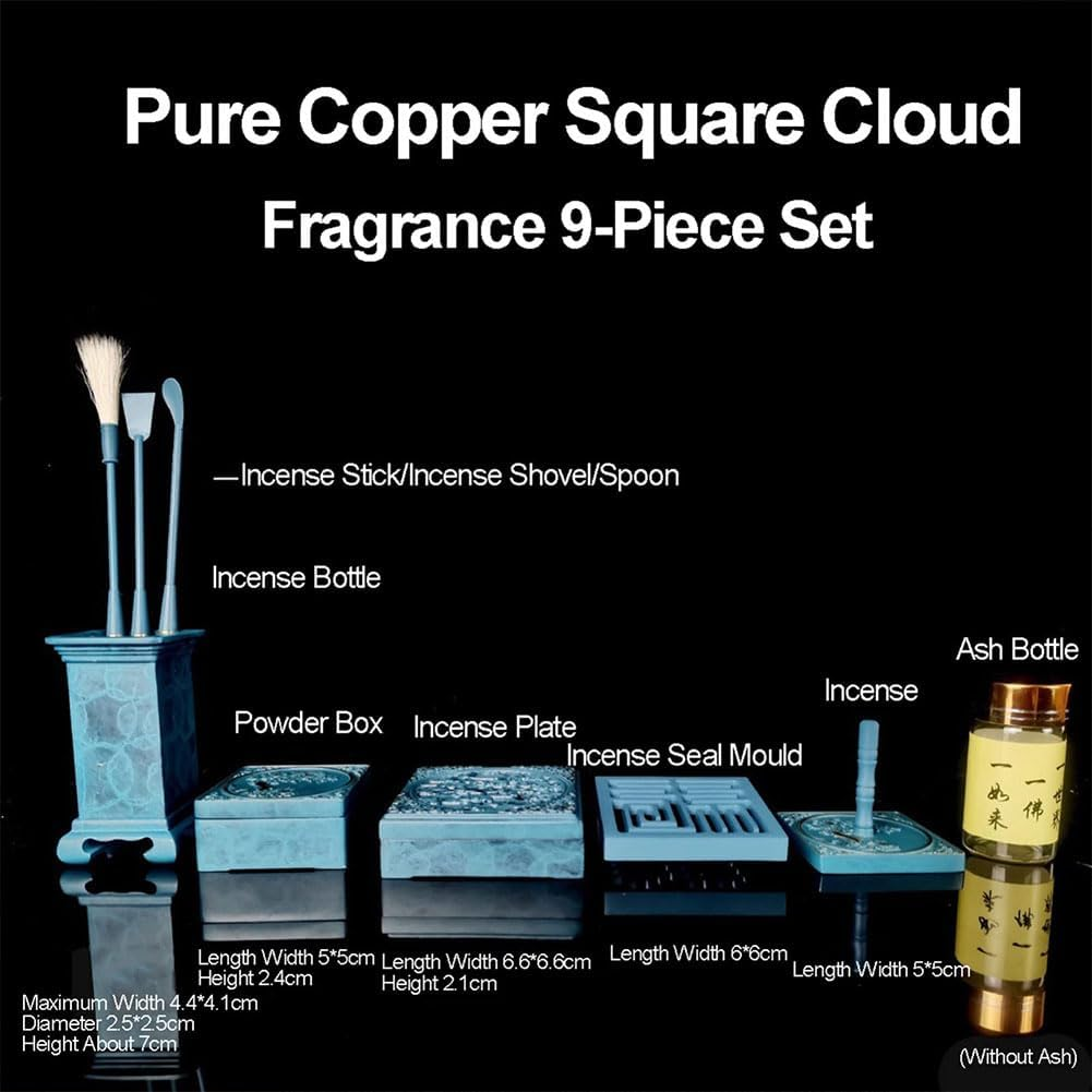 9 Pcs/Set Pure Copper Incense Burner Kit Tool, DIY Backflow Tower Incense Cone Molds for Home Fragrance Accessory, Indoor Ornament, Handicraft Gifts, Meditation