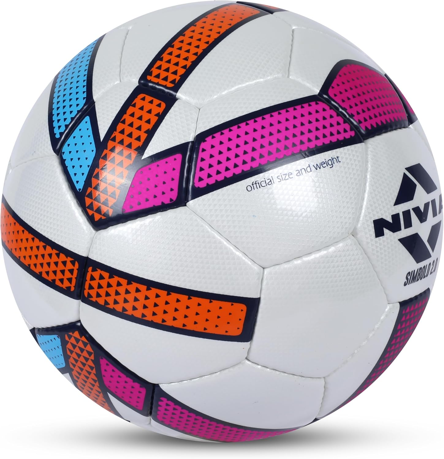 Nivia Simbolo Football (White/Orange, Size 5) | Pu Stitched | 32 Panel | Soccer Ball | Latex Bladder Core image number 2