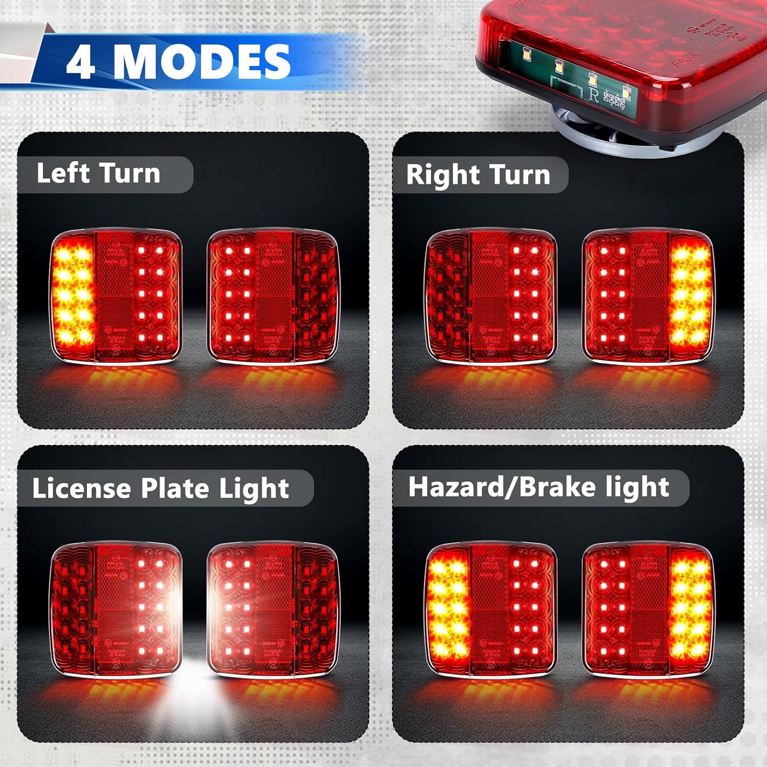 WODHMIEY Wireless Magnetic LED Trailer Lights, 2.4Ghz 100 Feet Stable Signal, Storage Box, Rechargeable Tow Lights for Trucks Vehicles Trailers Campers Boats image number 4