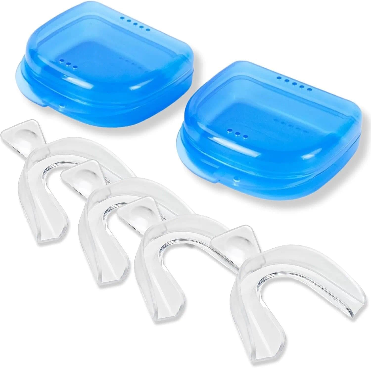 Teeth Whitening Kit &ndash; 4 Pack Moldable Teeth Whitening Trays with 2 Storage Cases, Thermoforming Mouth Guards for Teeth Whitening & Grinding Protection &ndash; by Fengea