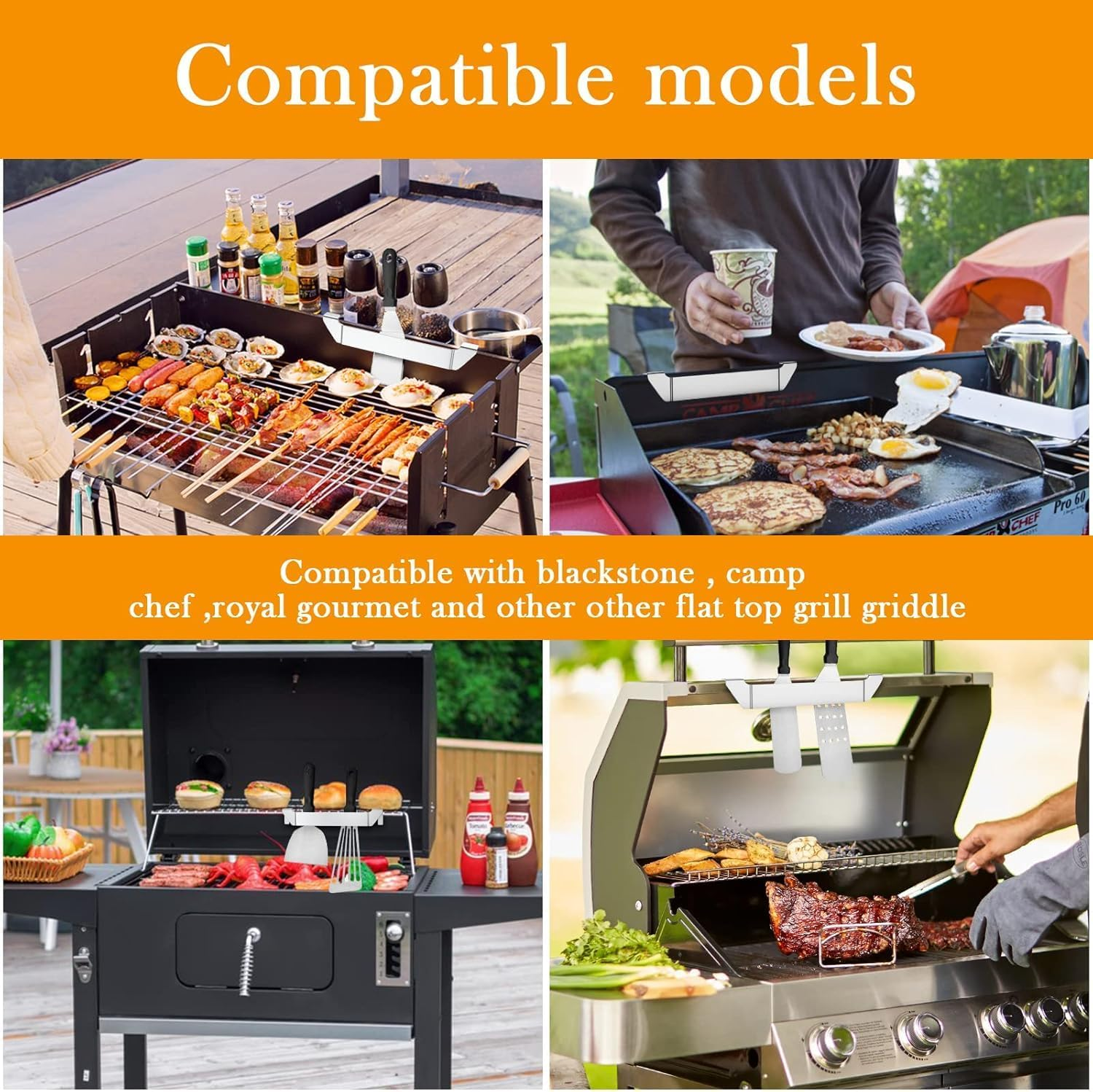 2Pcs Stainless Steel Griddle Spatula Stand with 4 Screws, Grill Barbecue Tool Rack Hold Rack Griddle Accessories Holder for Blackstone, Camp Chef, Royal Gourmet, Outdoor Camping Picnic BBQ Essentials image number 2