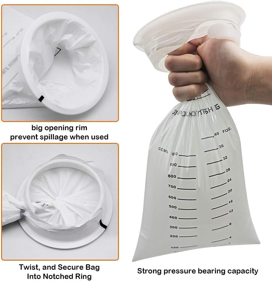Vomit Bags Disposable,Emesis Bags, 15 Pack &ndash; 1000Ml Barf Bags with Snap,Perfect for Morning Sickness,Kids,Pregnant Woman,Car Motion Sickness，Airsick.Etc image number 1