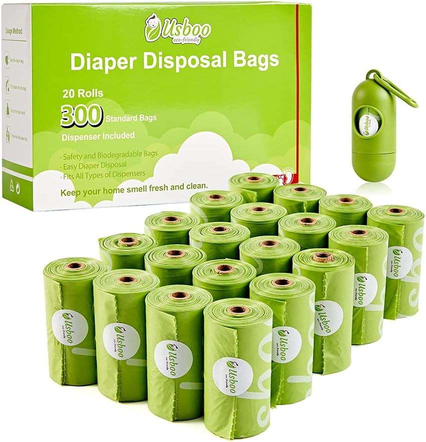 Disposable Diaper Bags for Baby, 20 Refill Rolls/300 Bags Waste Bags with Dispenser, Convenient and Quick Diaper Disposal, Unscented image number 5