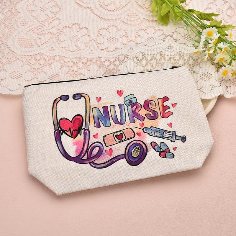 Nurse Makeup Bags Nursing Week Appreciation Gifts for Nurses Coworker Friends Cosmetic Bags for Nurse Nursing Student Graduation Gifts image number 3