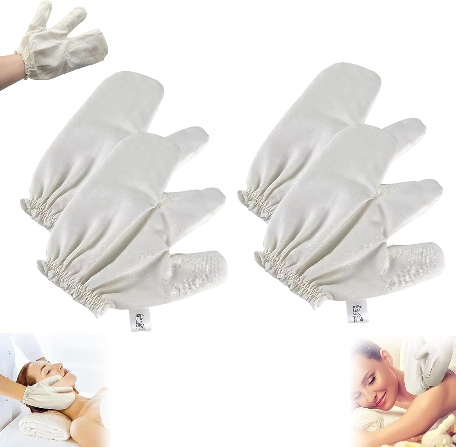 Garshana Gloves Raw Silk Massage Gloves Ayurvedic Massage, Ayurvedic Dry Brushing Gloves, Silk Gloves for Dry Brushing, 100% Raw Silk Garshana Gloves with Elastic Wrist Bands (1 Pair)