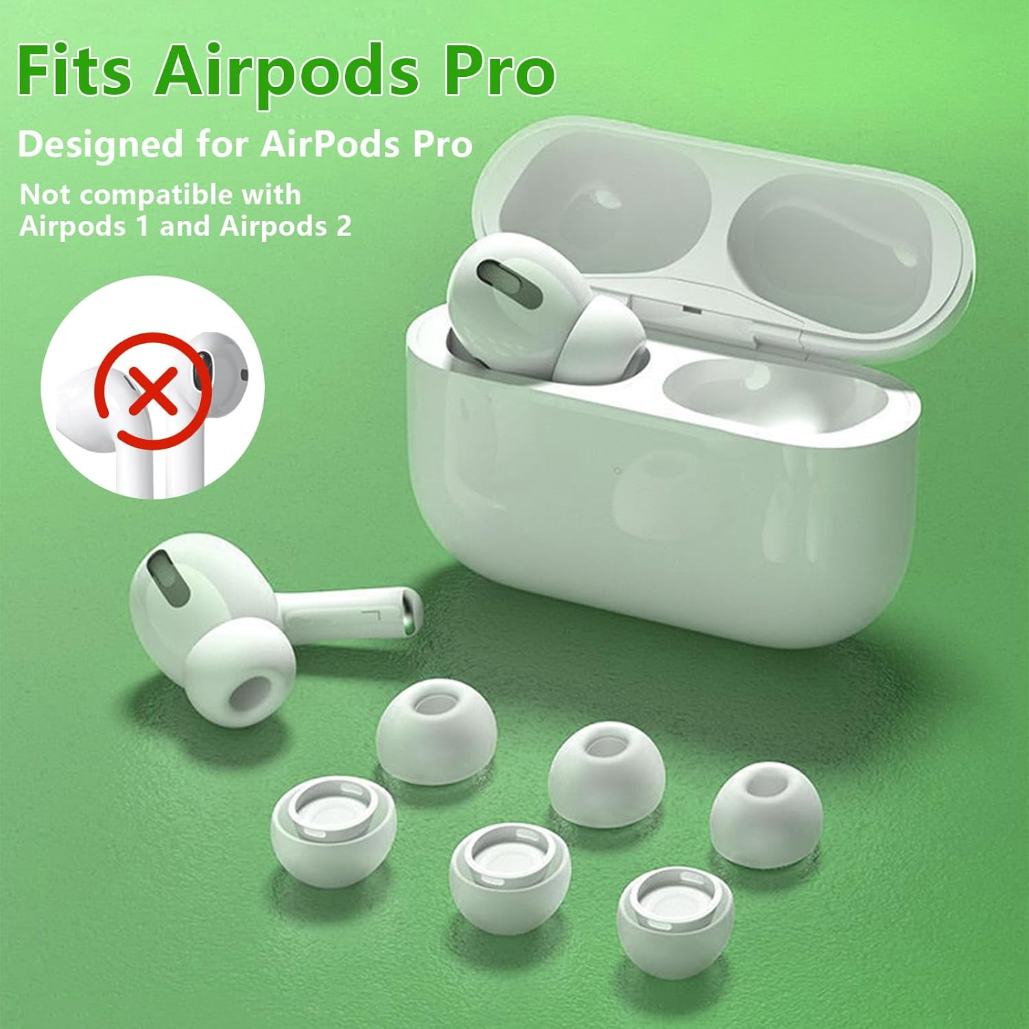3 Pairs Replacement Ear Tips for Airpods Pro 1/2 with Hole for Noise Reduction and Portable Storage Case, Anti-Slip Soft Silicone Earbud Tips for Airpods Pro, Different Sizes (S/M/L) image number 4