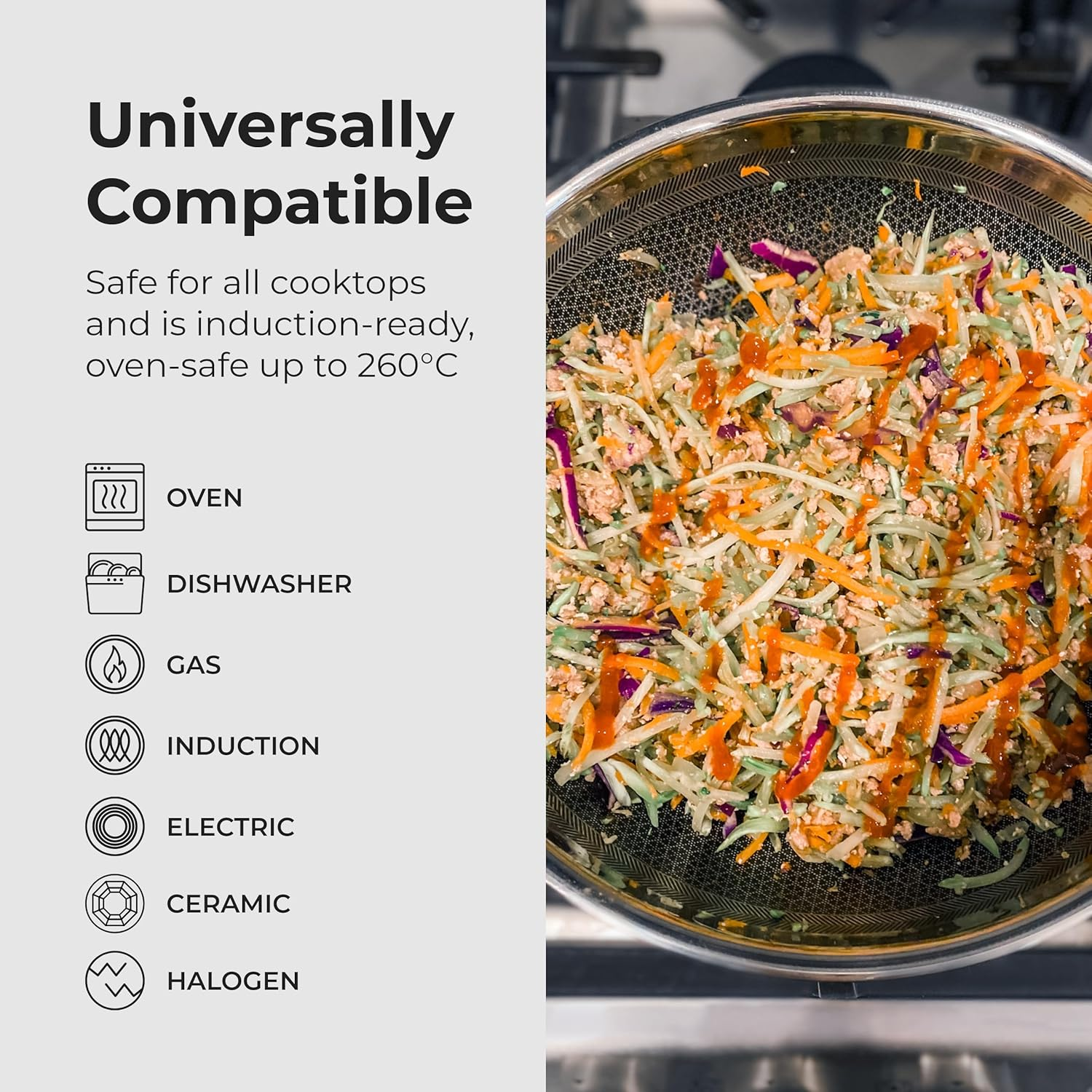 Frieling BC132 Black Cube Hybrid Nonstick Cookware Fry Pan, 12.5", Stainless image number 3