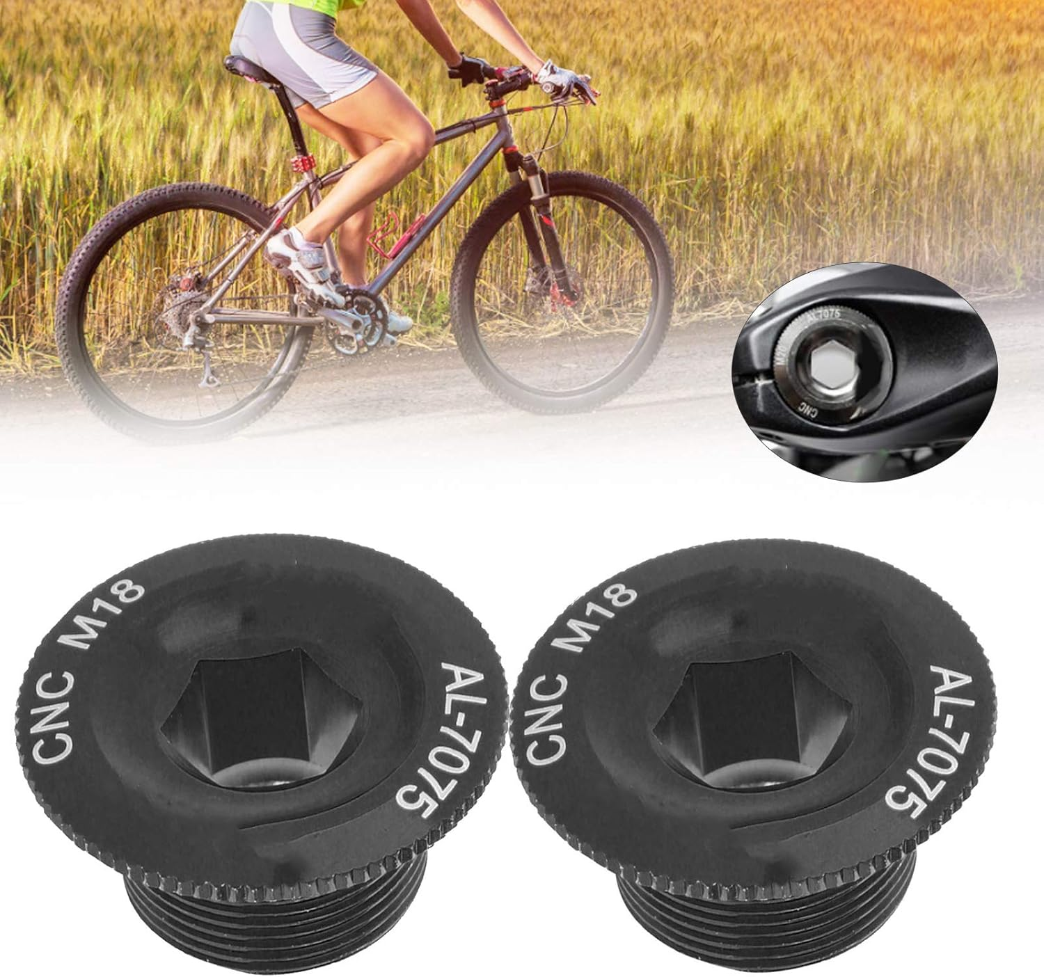 Bike Crank Arm Bolts, Crank Screw Cap Aluminum Alloy Crank Cap for Bike Bicycle(M18 Black) image number 3