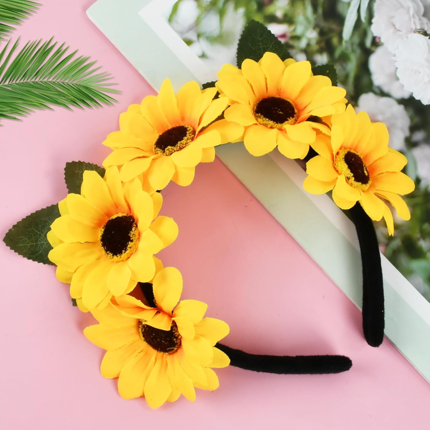 Sunflower Headband Sunflowers Hair Band Flowers Hair Accessories Yellow Headband Flowers for Women Girls Carnival Party Birthday (A) image number 6