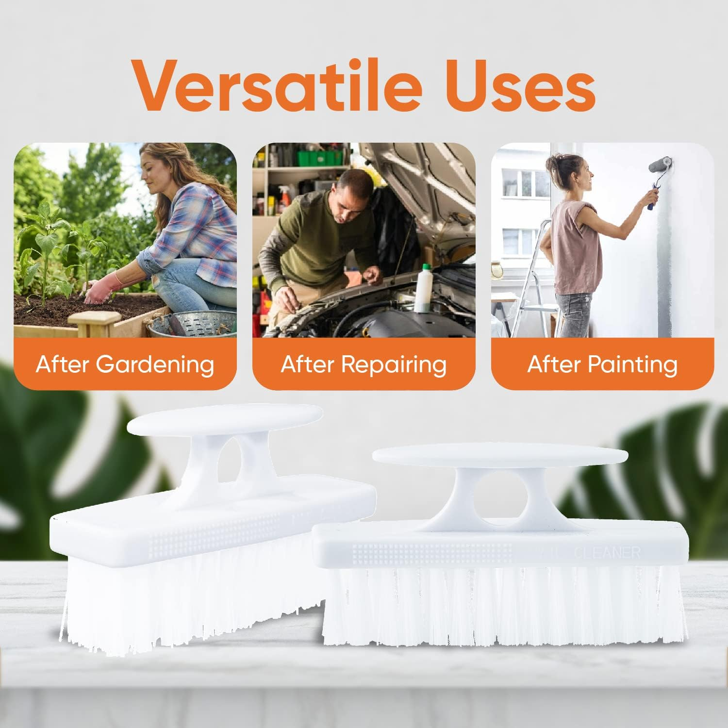 Superio Nail Brush for Cleaning Fingernails, Nail Scrubber Brush, Toe Foot Hands Fingernail Brush Cleaner- Small Scrub Brush- All-Purpose Stiff Cleaning Brush for Home, Kitchen, Work, (2, White) image number 2