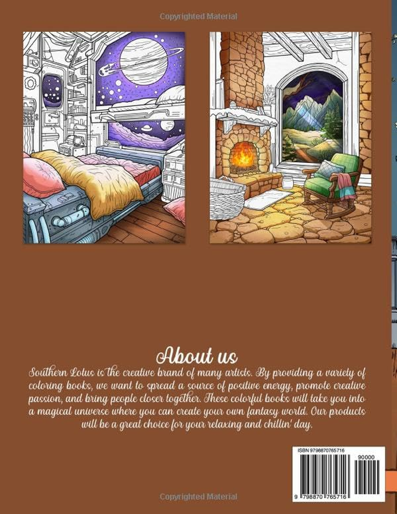 Landscapes Rooms: Coloring Book of Chilling Views and Peaceful Scenes for Adults and Teens, Room Spaces with Serene Nature for Relaxing Coloring, Provide Mindfulness and Stress Relief image number 1