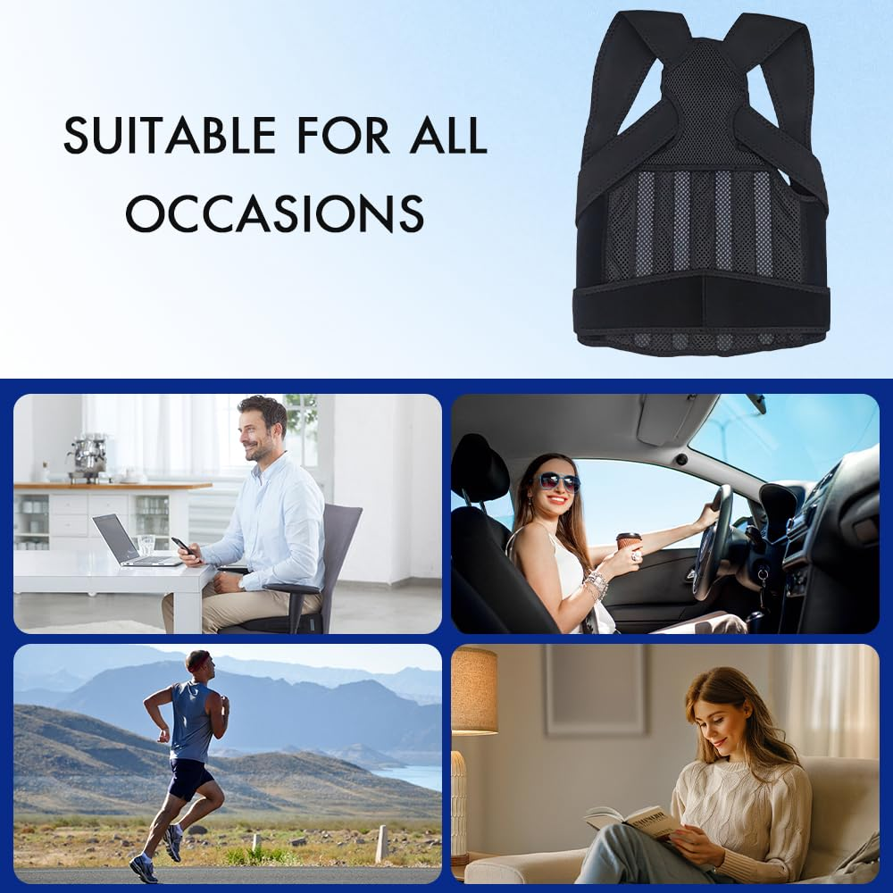 Necomi Posture Corrector,Upgraded Full Back Brace Support, Posture Corrector for Women and Men, Adjustable Shoulder Straightener for Improving Back Posture, Relieves Pain, Lumbar,Shoulder Pain