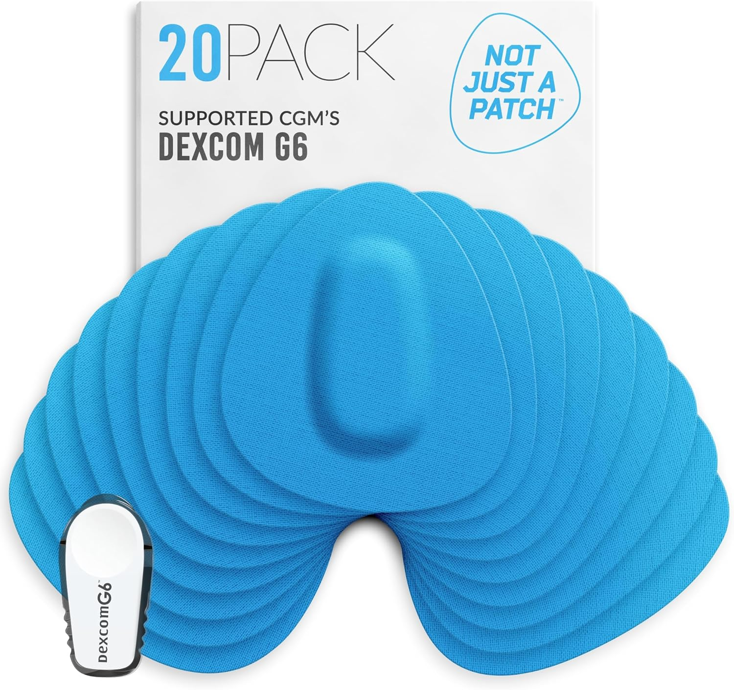 NOT JUST a PATCH CGM Sensor Patches for Dexcom G6 (20 Pack) - Durable Protection for 10-14 Days - Clear Transparent Pre-Cut Dexcom G6 Adhesive Patches