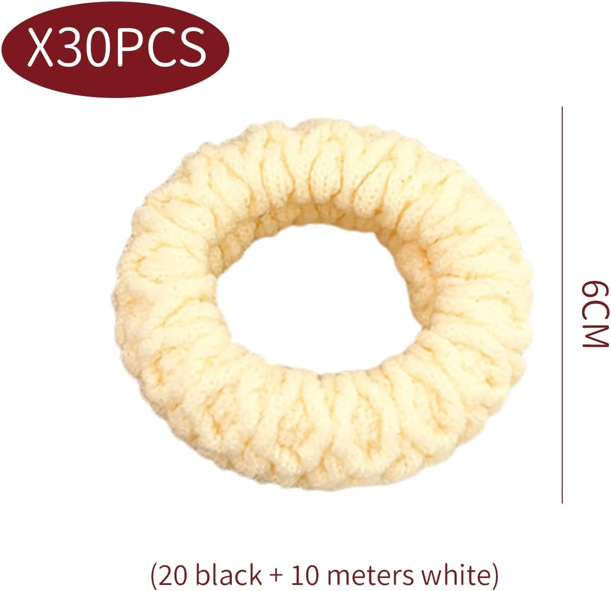 Pack of 30 Hair Ropes, Thickened Elastic Hair Band, Daily Pendulum Hair Band, Curly Hair Band, Suitable for Sports, Travel, Work (Black, White) image number 3