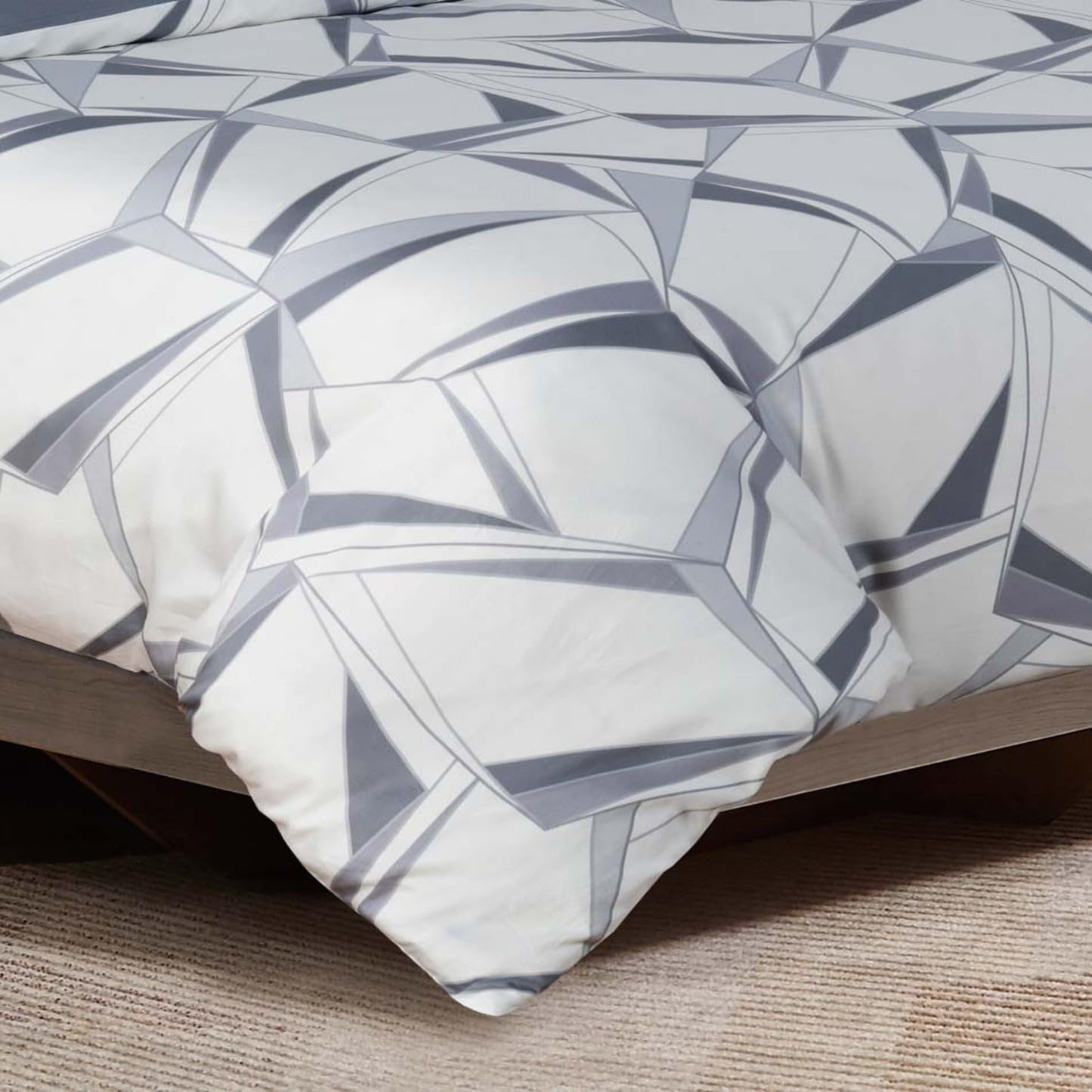 Majestic Giftware Madison Linen 6-Piece Queen Size Duvet Bedding Set (BL500-Q-2) | Tokyo Comfort - Ash 300 Thread Count Cotton Sateen | 1 Fitted Sheet, 1 Duvet, 4 Pillowcases | Soft & Luxurious image number 4