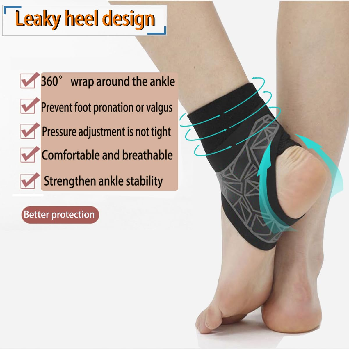 Ankle Support Brace， Open-Heel Ankle Brace with Adjustable Straps for Sports Protect, Plantar Fasciitis, Achilles Tendonitis, Ligament Damage, Injury Recovery，Male and Female,No Distinction between Left and Right (1, Gray, L/XL) image number 1