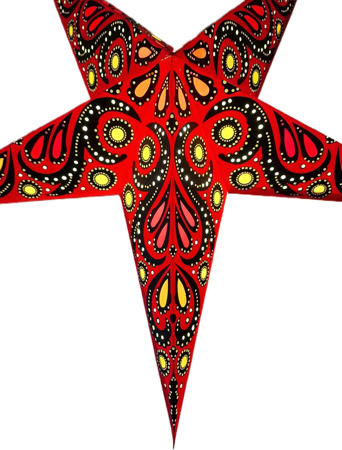 YEPSIO Lantern Lampshade Paper Star Light Shades Large 60Cm Hanging Decorations for Christmas Wedding Home Decoration Birthday Party Foldable 5 Pointed Star (Red, Black, Yellow)
