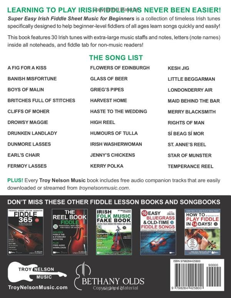 Super Easy Irish Fiddle Sheet Music for Beginners: 30 Popular Irish Folk Songs in Big Letter Notes, Fiddle TAB + FREE Audio&mdash;Danny Boy, St. Anne'S Reel, and More! image number 1