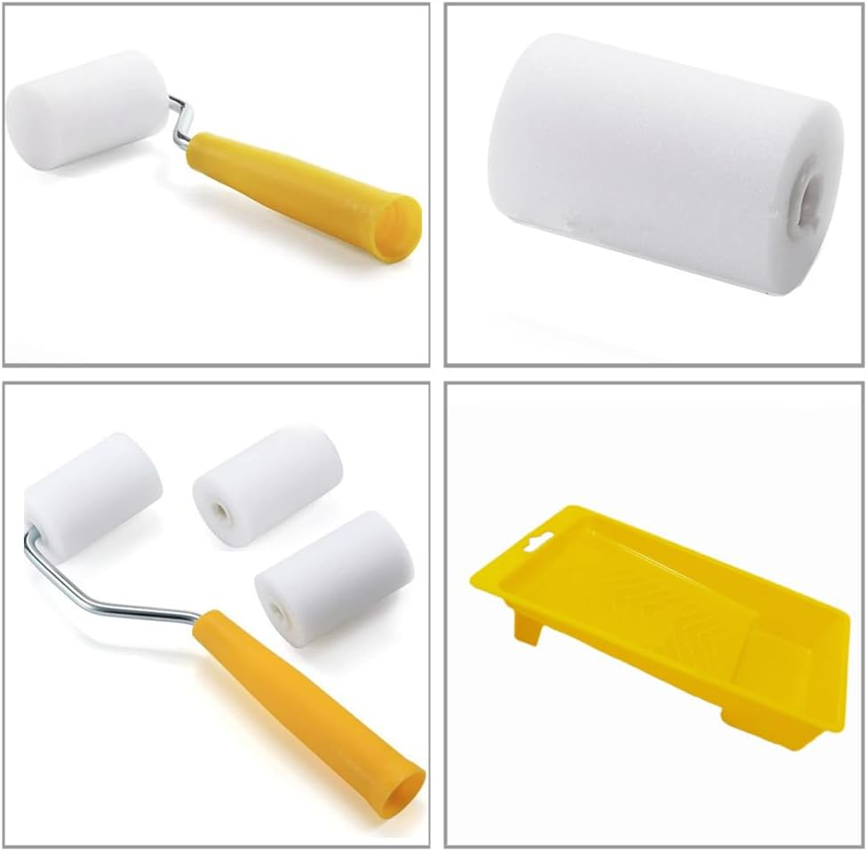 Foam Paint Roller Kit,Small Paint Roller Set,Mini Foam Paint Roller,Painting Decorating Kit,Small Paint Roller with Tray,Foam Paint Roller for Cabinets,Furniture,Stenciling,Art Crafts(8 Piece Set)