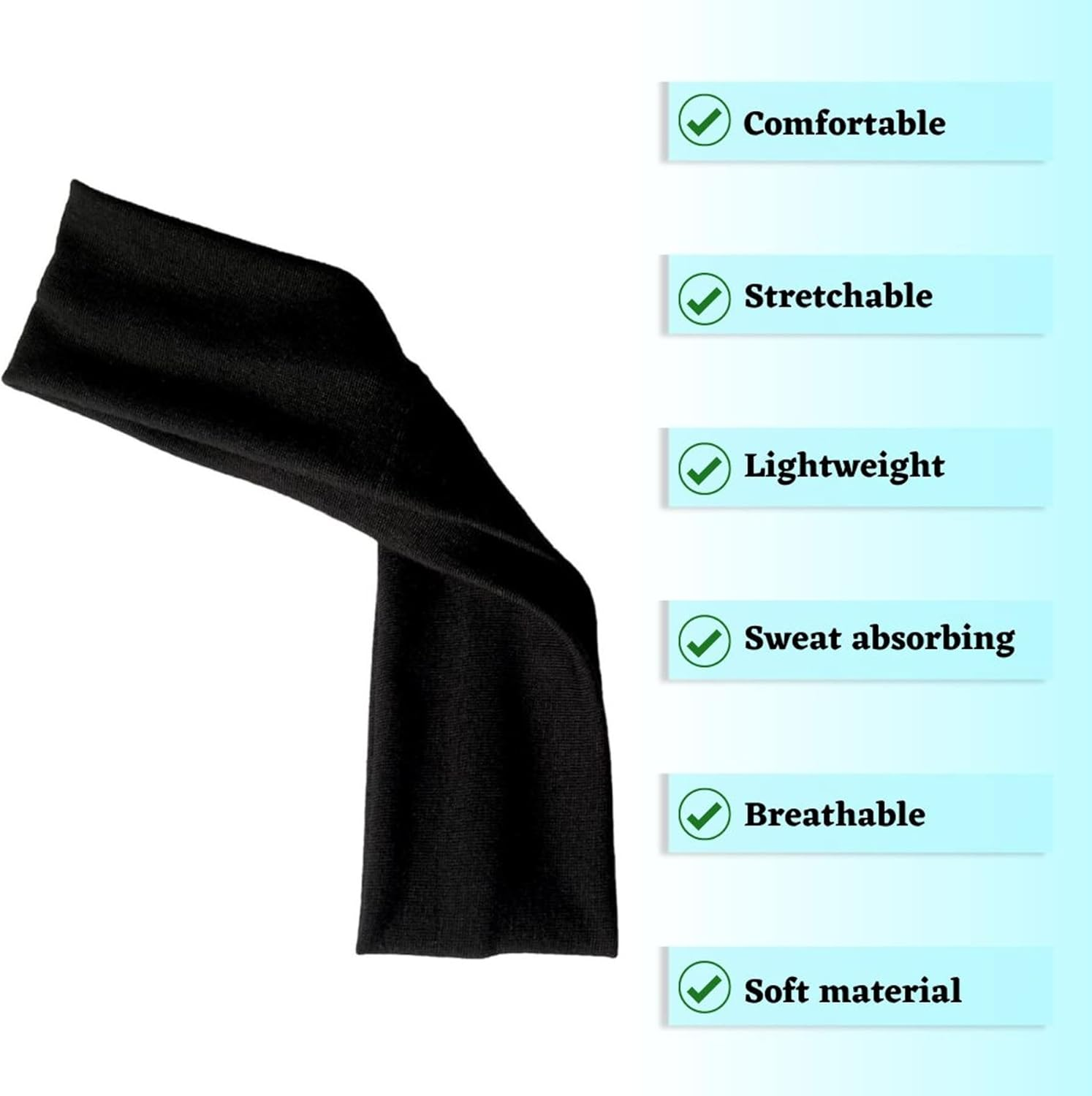 WESTEND CHOICE 5Cm Wide Headbands 2 Pack Plain Stretchy Kylie Head Band Bandeau Unisex Headbands for Women & Men Soft Hair Band Gym Exercise Yoga Headband (Black) image number 6