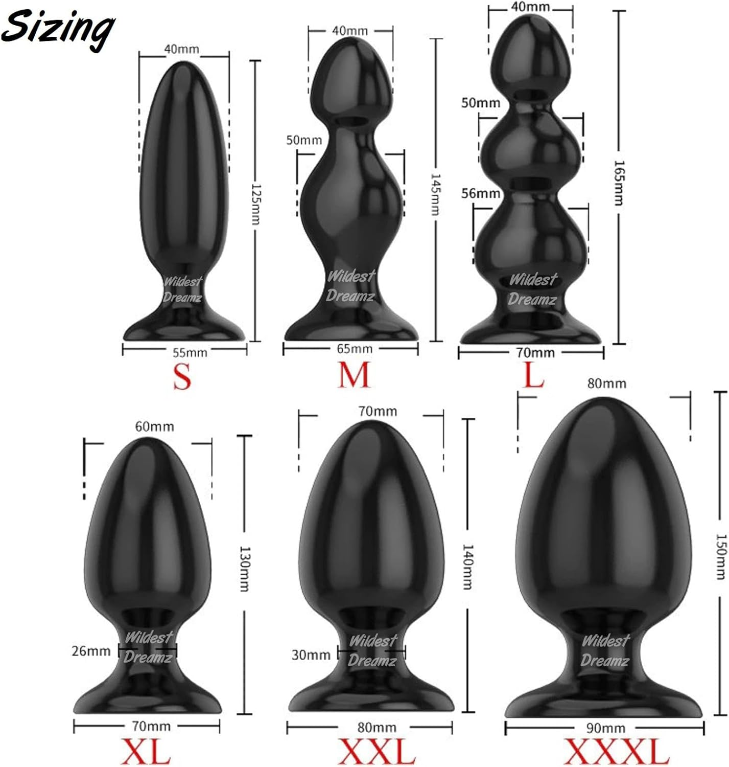 Anal Butt Plug Trainer Anal Plugs Beginners Starter for Women and Men Prostate Massage Anal Dildo Beads Plugs Trainer S M L XL XXL XXXL with Flared Base Suction Cup Adult Sex Toy (Large) image number 6