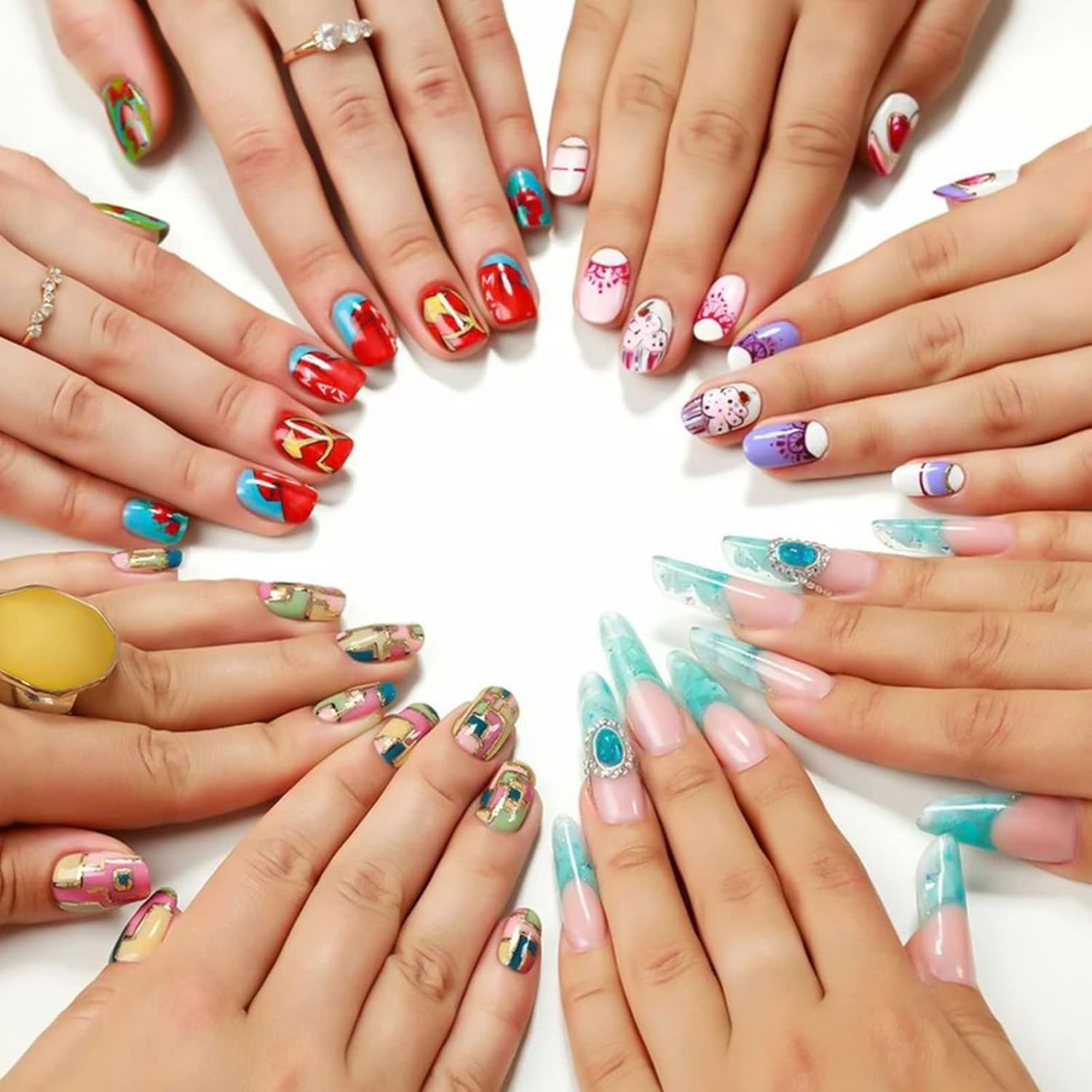 MUKLEI 150 PCS Clear Nail Swatch Sticks with Ring, Transparent Nail Simple Sticks Fan Shape Nail Art Display Tips for Display, Practice, DIY and Collection, 200 Number Labels Included image number 1