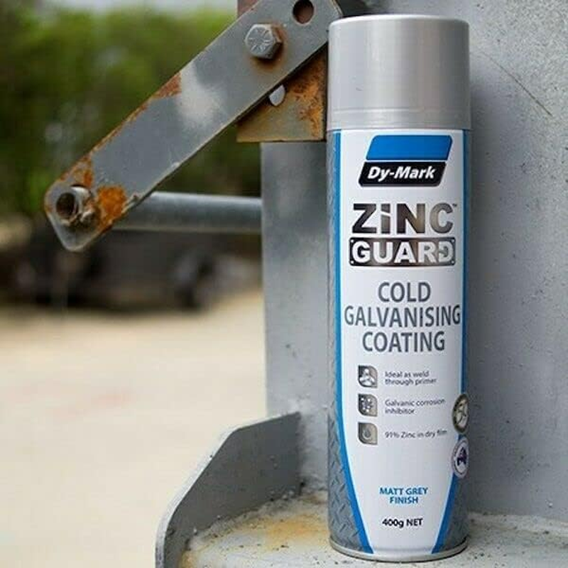 Dy-Mark Zinc Guard Spray Cans Cold Galvanising Coating Metal Protection Primer Dymark Professional Metallic Paint Rust anti Corrosive Remover (1 X 400G Can) image number 3