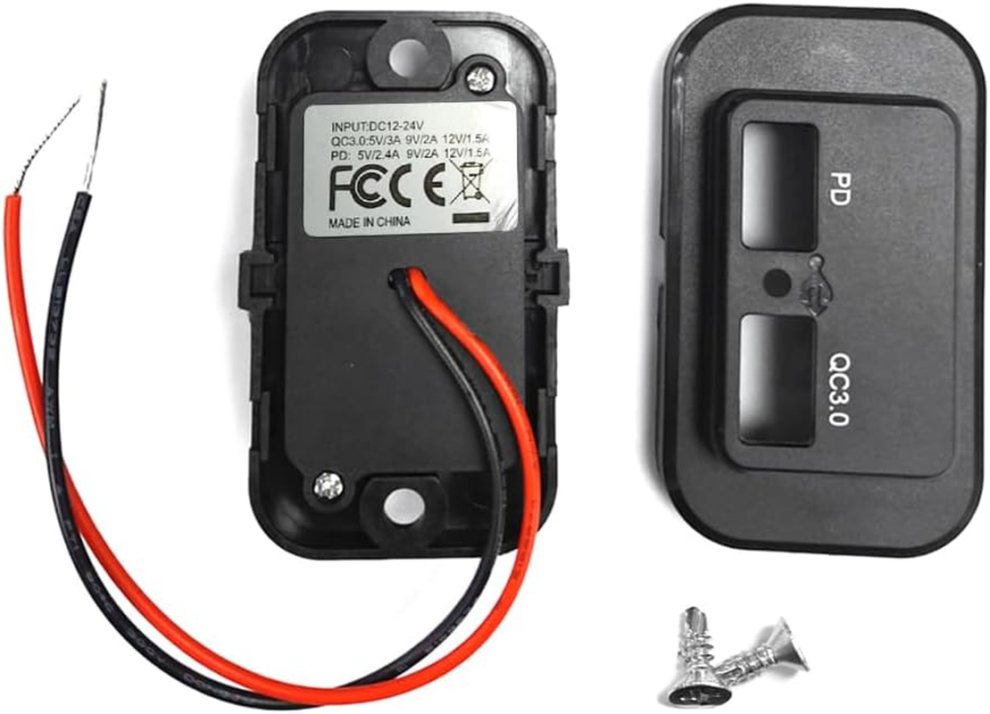 Fast Charger Socket Power Outlet Waterproof 12/24V PD+QC3.0 Dual USB Port Car RV