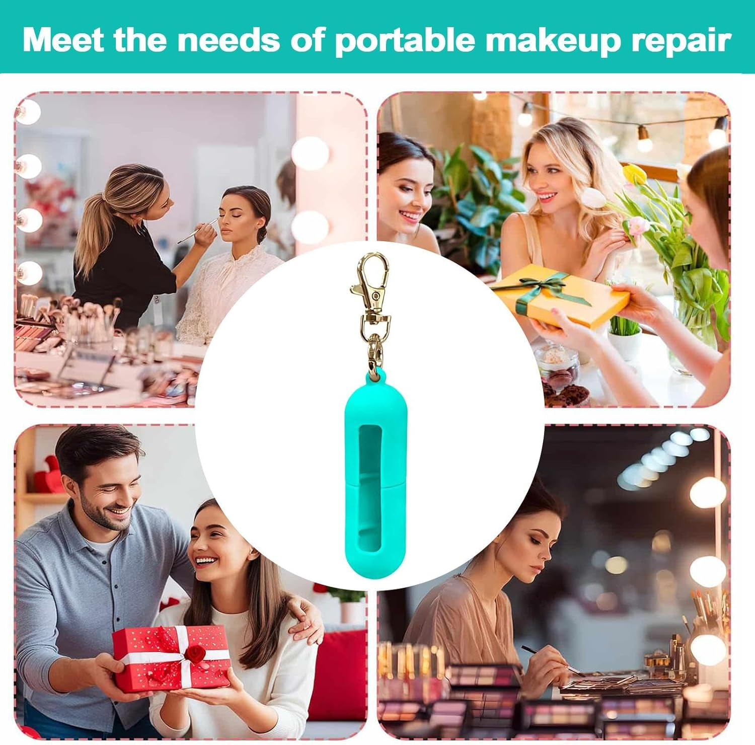 Jeruytgh Lipstick Keychain - Portable Silicone Cover - Lipstick Holder | for Gym Workplace Outdoor Activities Daily Commute Travel Purse Wallet image number 3