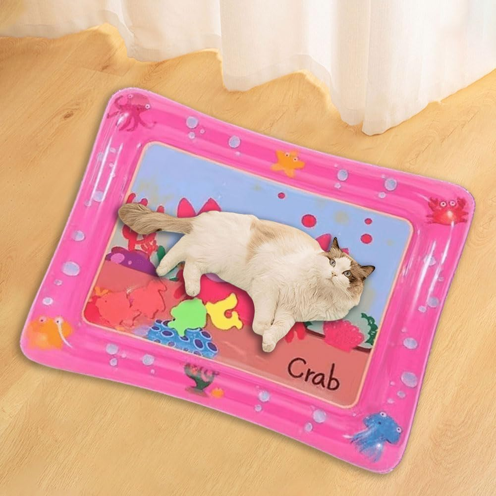 Water Sensory Play Mat with Fish Water Tummy Time Mat Tummy Time Water Play Mat for Bored Indoor Cats image number 2