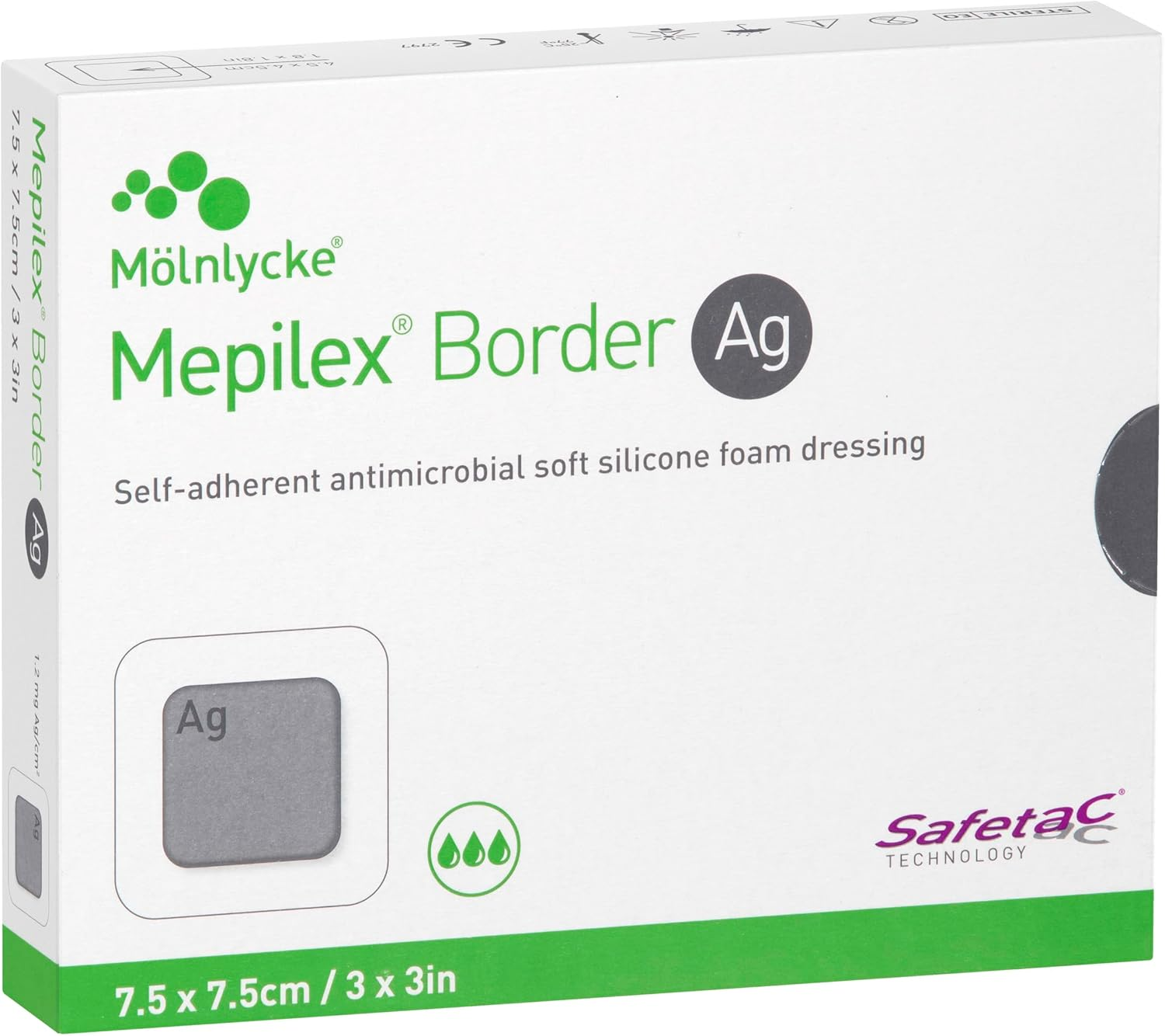Mepilex Border Ag 10Cm X 10Cm Box of 5 | Antimicrobial Self-Adherent Soft Silicone Dressing with Border | Designed to Stay on for Several Days to Promote a Moist Wound Healing Environment image number 3