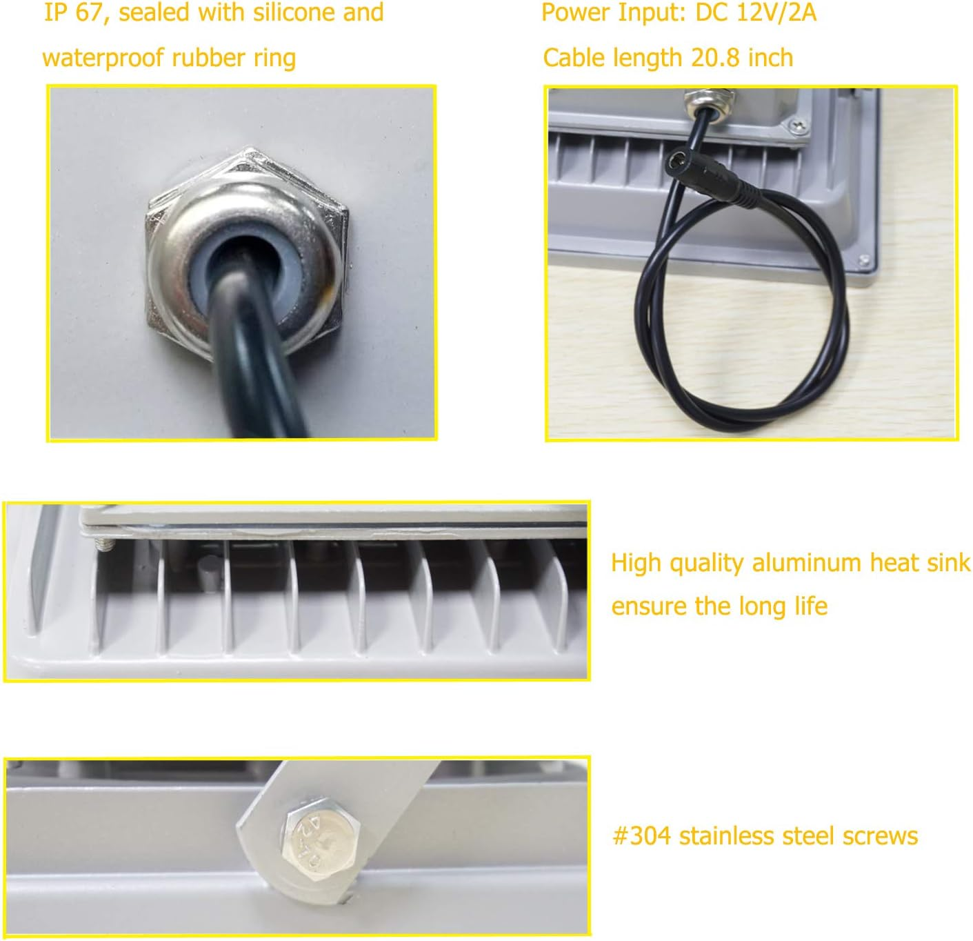 AUTENS IR Illuminator, 850Nm 6-Leds 90 Degree Wide Angle IP67 Waterproof Night Vision LED Array IR Infrared Light with Power Adapter for IP Camera CCTV Analogue Security Surveillance Camera image number 6