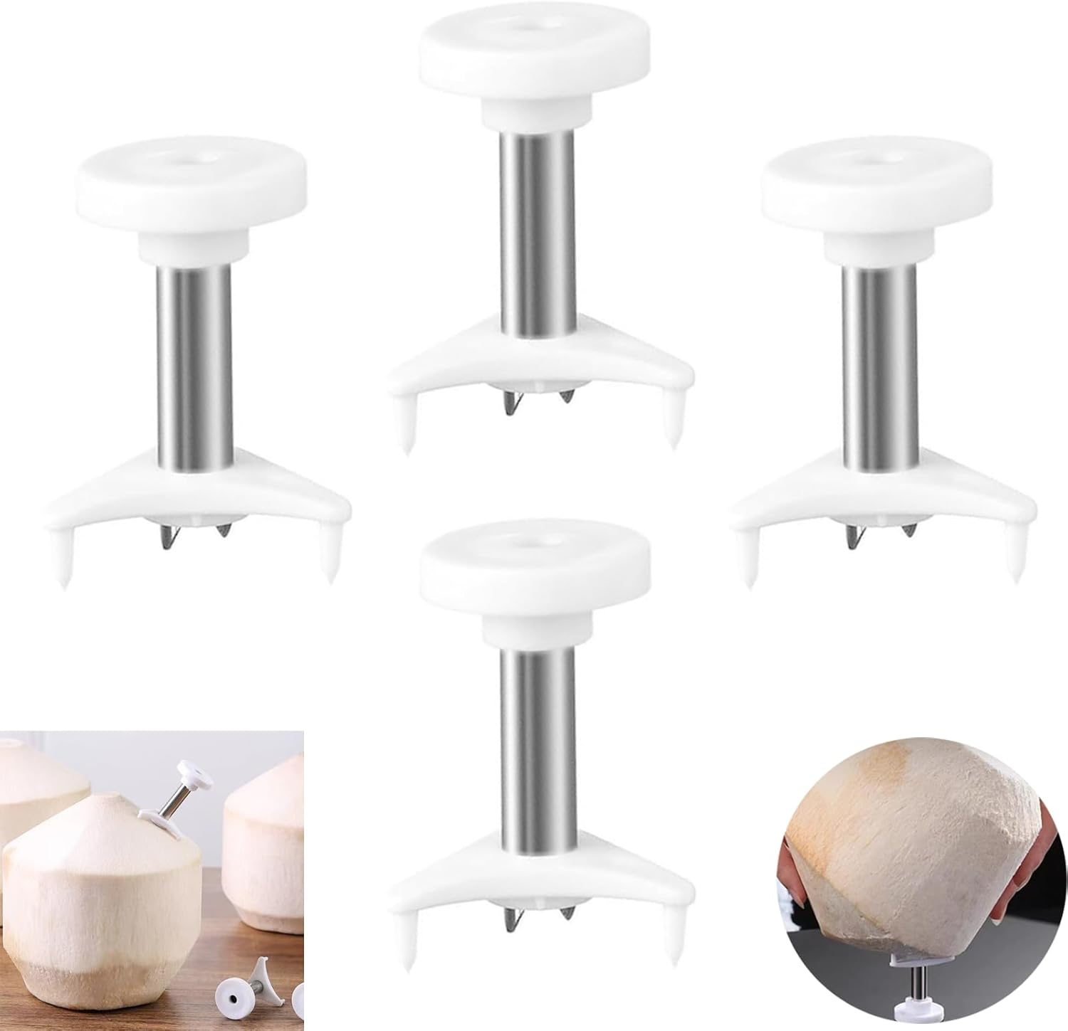 Duoduole 4 Pcs Coconut Opener Tool Stainless Steel Coconut Hole Punchers Coconut Tool Easy to Open Coconut Hole Punchers image number 5