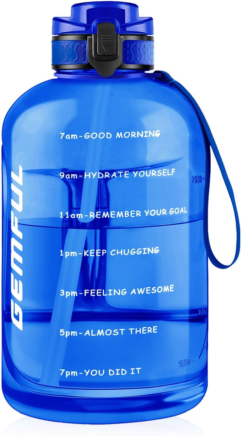 GEMFUL 3 Liter Water Bottles with Handle Motivational BPA Free Big Drinks Bottle for Fitness Sports