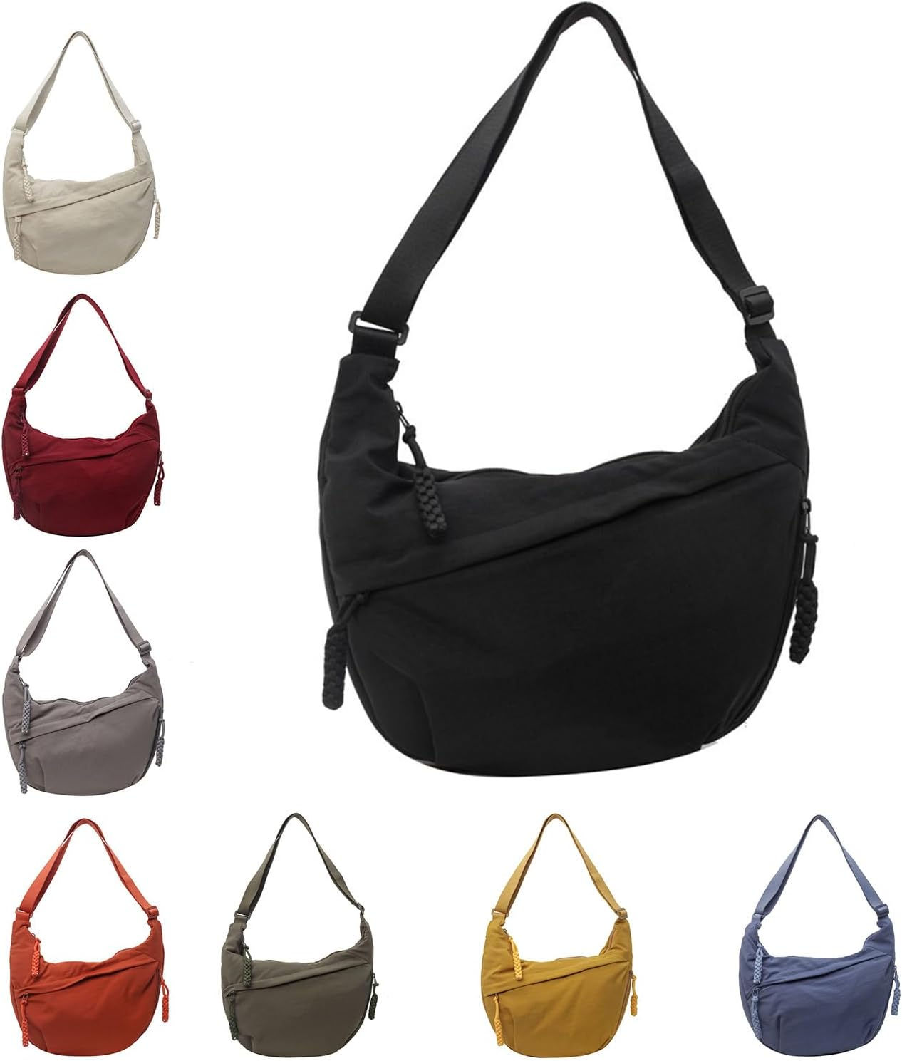 Regularlyk Crossbody Bag, Regularlyk Nylon Crossbodys Bag, Fashion Plain Color Nylons Crossbody Bags, Nylon Crescent Bags Crossbody for Women, Large Capacity, Suitable for Daily Use and Travel
