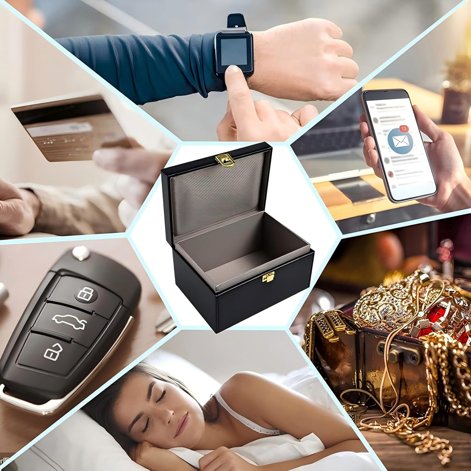 Faraday Box, with Faraday Bags Car Key Signal Blocker Box, plus 2 Pack Faraday Pouch, Mobile Phone, Key Fob Protector, Key Fob Cage Block Signal Anti-Theft Fob Case, Car RFID Signal Blocking (Black) image number 5