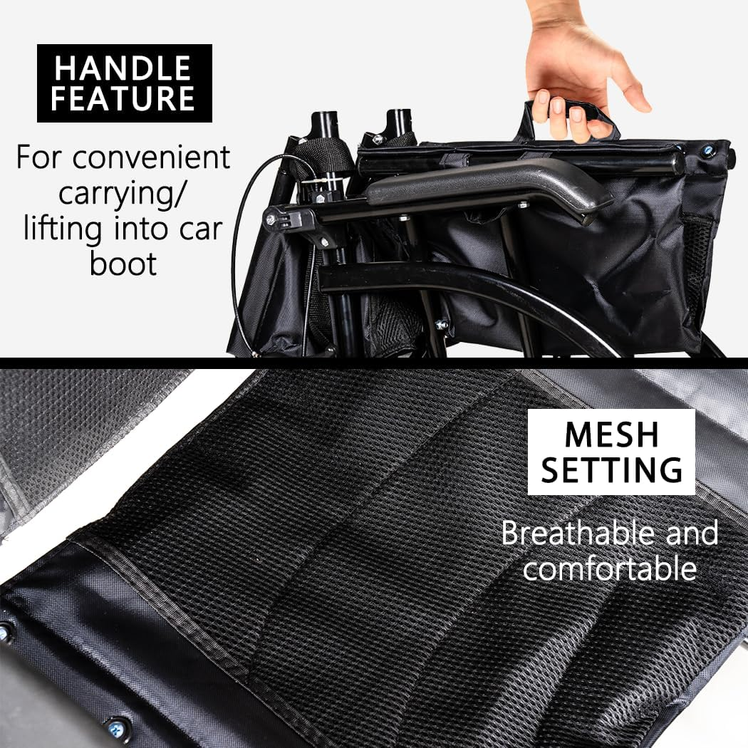 Lightweight Foldable Wheelchair with Park Brakes and Soft Comfort Features &ndash; Ideal for Elderly and Disabled Users (20 INCH BLUE with Free Flip Armrests) image number 4