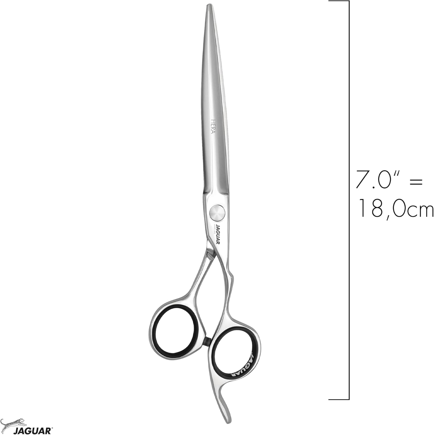 JAGUAR HERA 7.0 Inch Hairdressing Scissors in Crane Design with Forged Finger Hook and Rounded Dagger Blade Polished Made in Germany image number 2