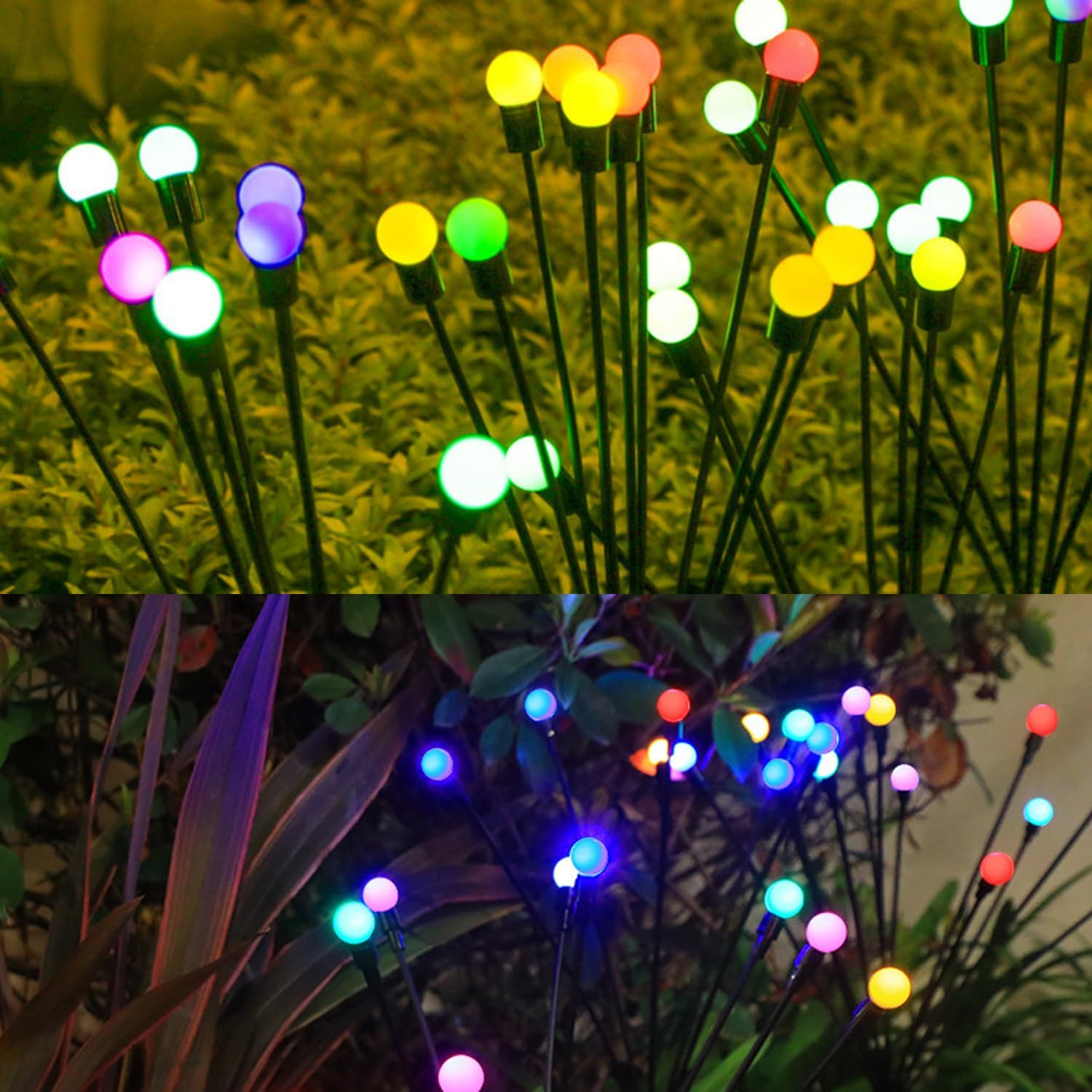 4Pcs Solar Garden Lights Outdoor, Solar Firefly Lights 32 LED New Upgraded Sway by Wind, Solar Outdoor Lights, Yard Patio Pathway Decoration, High Flexibility Iron Wire & Heavy Bulb Base-Multi-Color image number 6
