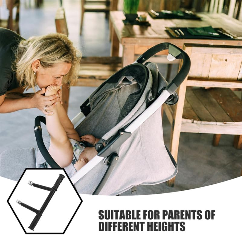 Ibasenice Universal Baby Stroller Handlebar Extender Adjustable Height Pushchair Extension Bar with Ergonomic Grip for Comfortable Outdoor Walks