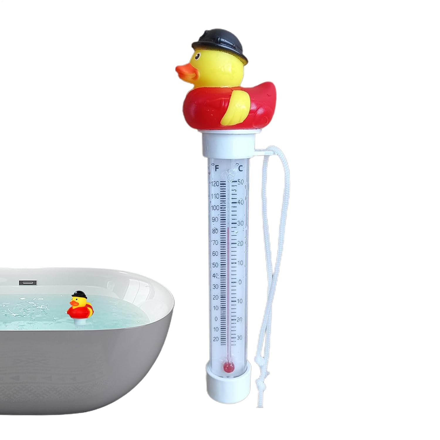 Pool Thermometer Floating Duck | Easy Read Shatterproof Floating Yellow Duck Thermometer for Swimming Pool, Cartoon Style, for Outdoor, Indoor Swimming Pools, Bath Water, Spas, 20Cm