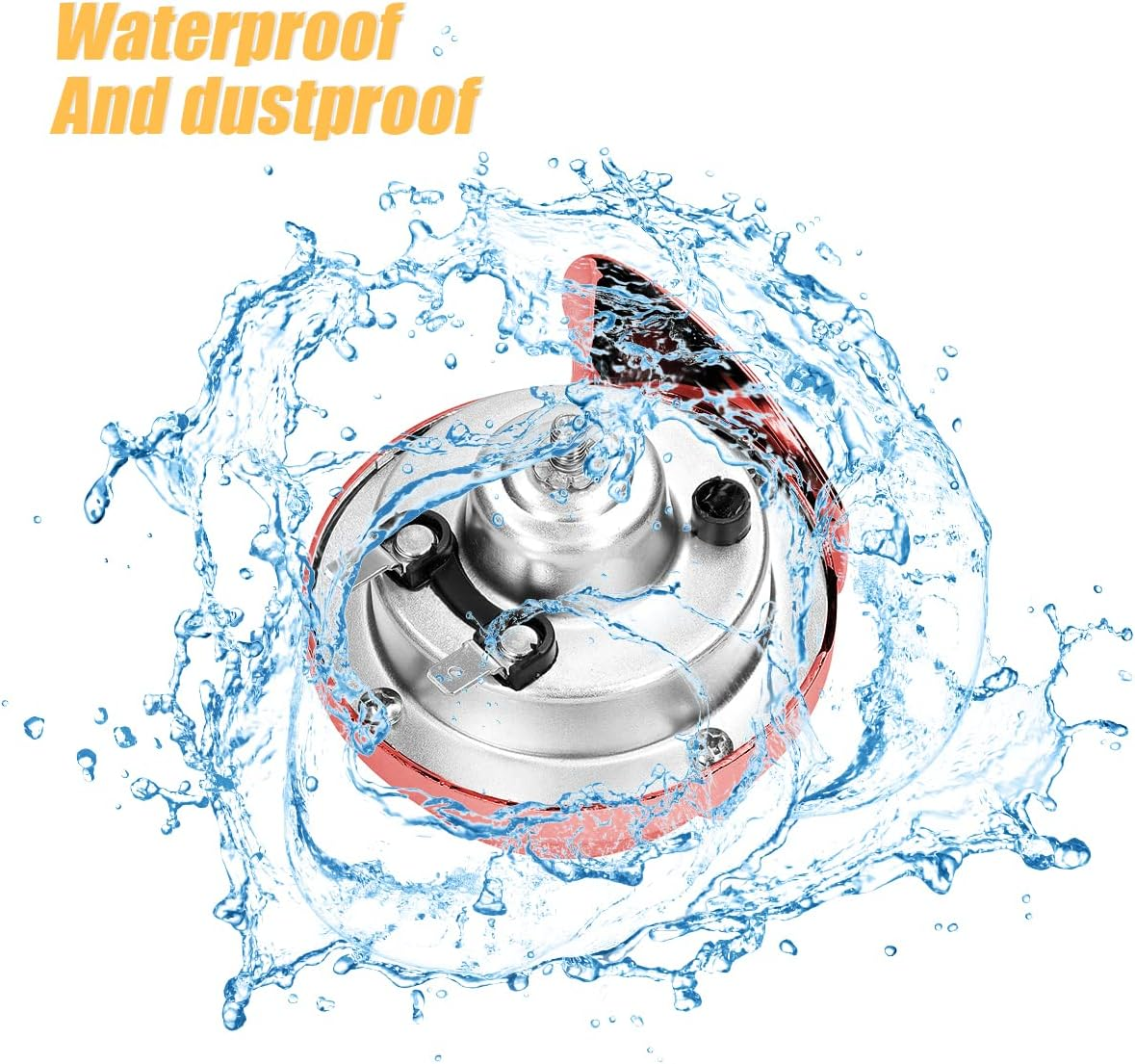 Moly Magnolia 300DB Super Loud Train Horn, 2PCS Car Air Electric Snail Double Horn, 12V Waterproof Air Horns Replacement Kit, Auto Accessories Universal for Motorcycle, Truck, Bike, Boat (Wine Red)