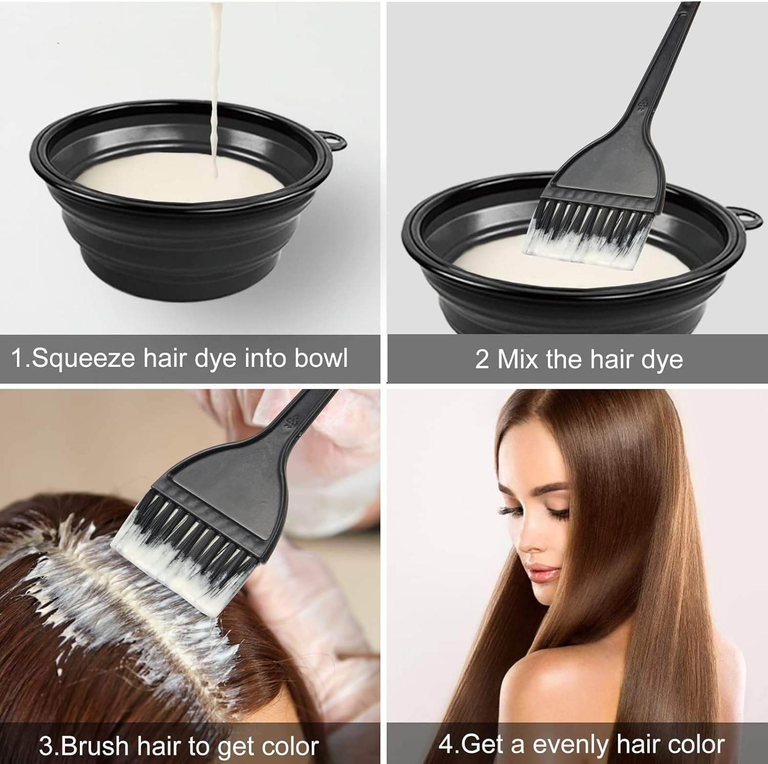 Professional Hair Coloring Kit, 5 Piece Set with Mixing Bowl, Tinting Brushes, Hair Clips, Salon Hair Dye Application Tools image number 2