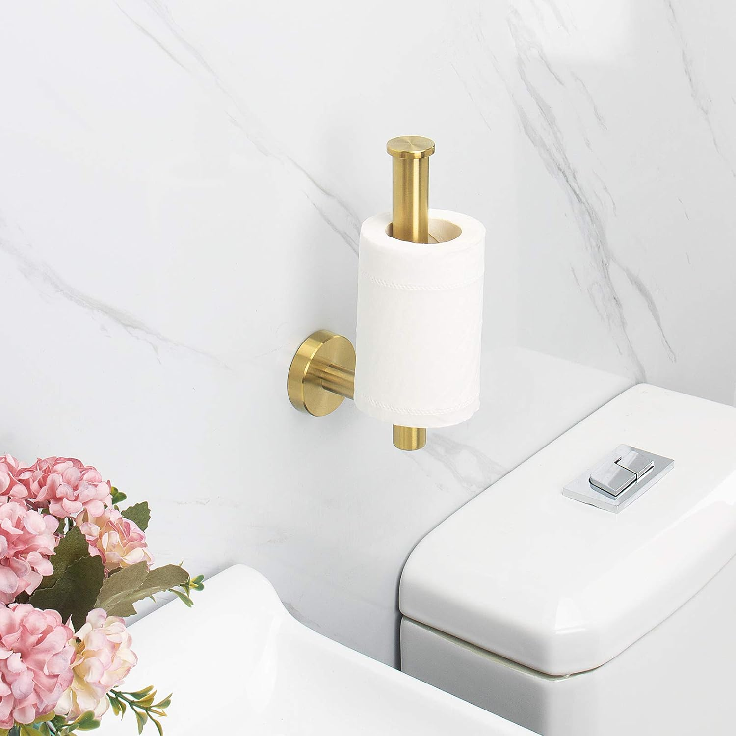 Nearmoon Bathroom Toilet Paper Holder, Premium SUS304 Stainless Steel Rustproof Wall Mounted Toilet Roll Holder for Bathroom, Kitchen, Washroom (1 Pack, Brushed Gold) image number 3