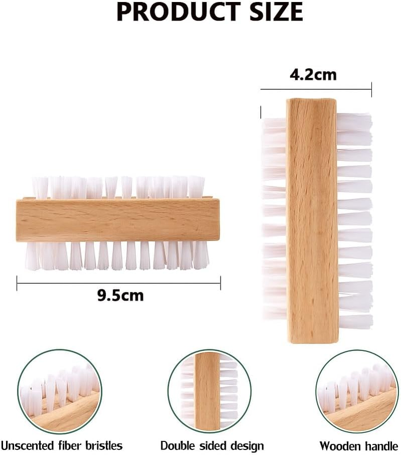 SOVYOULIVE 2 PACK Wooden Two-Sided Hand and Nail Brush,Dual-Sided Nail Brush with Non-Slip Grip | Stiff and Soft Bristles for Deep Cleaning image number 2