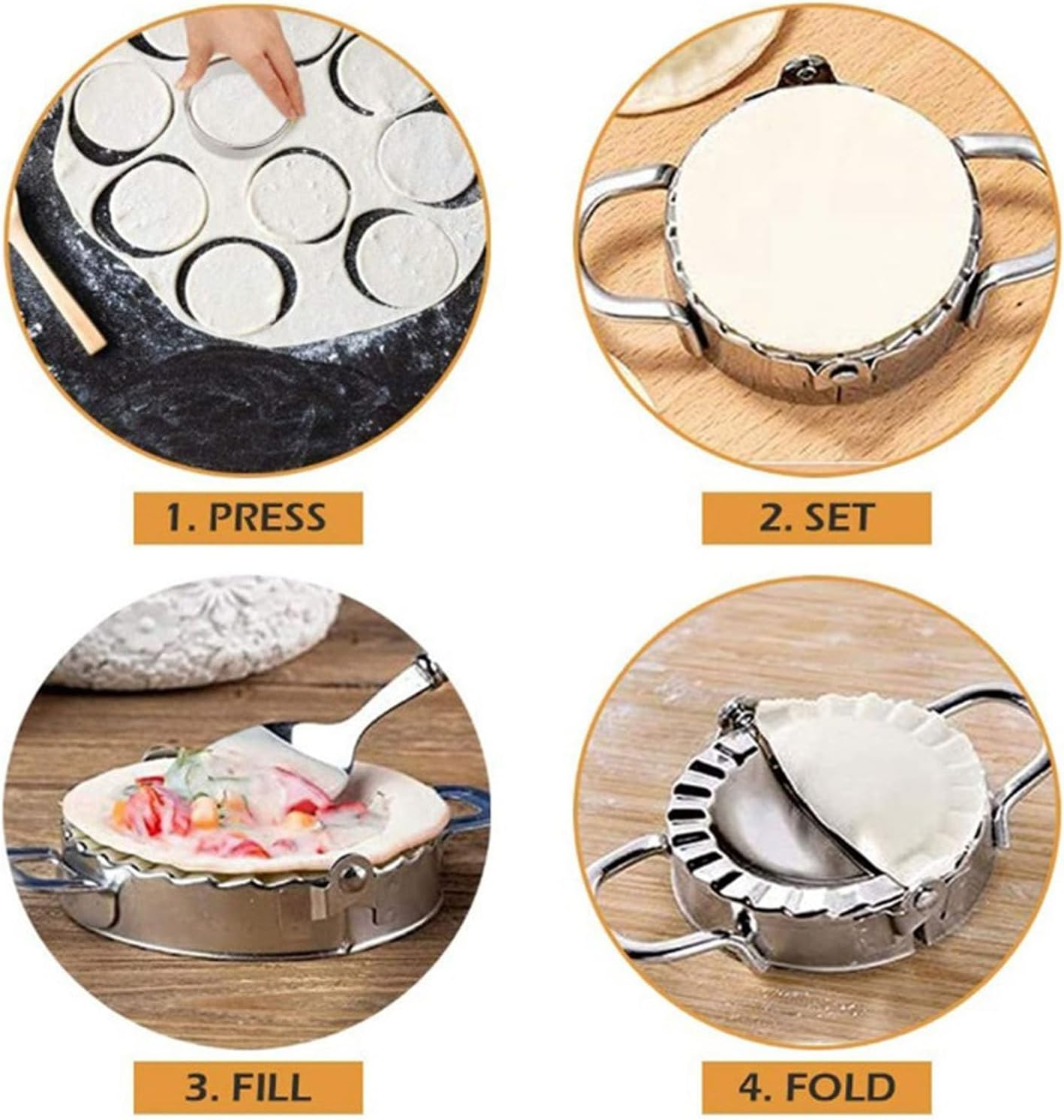 Ravioli Stamp Maker Cutter with Roller Wheel Set of 5, Wooden Handle Ravioli Maker Cutter with Roller Wheel, Pasta Press Wheel Dumplings Maker Tools image number 1