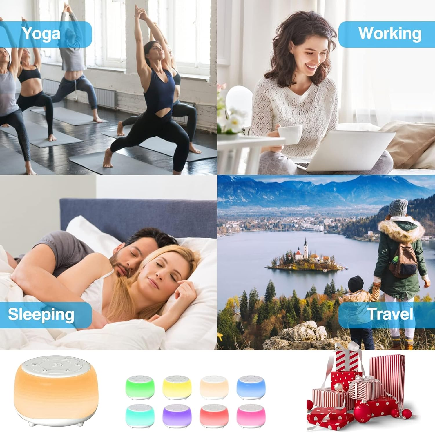 Epzia Portable White Noise Machine for Baby with 34 Soothing Natural Sounds Night Light and Timing Function Compact Sound Machine for White Noise and Noise Cancelling for Baby Kids Adults image number 3