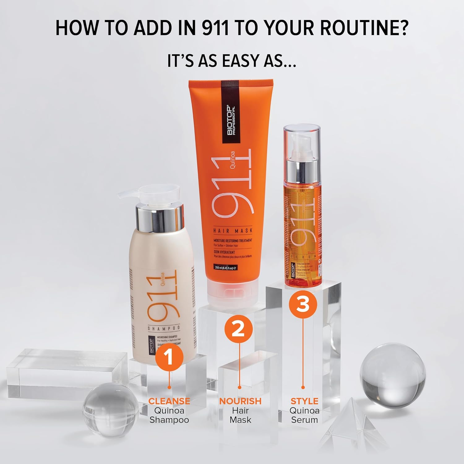 Biotop Professional 911 Quinoa Hair Mask - Repairing Hair Mask Treatment for Dry or Extremely Damaged Strands - Color Safe & Cruelty Free Hair Care - (8.45 Oz/250Ml) image number 6