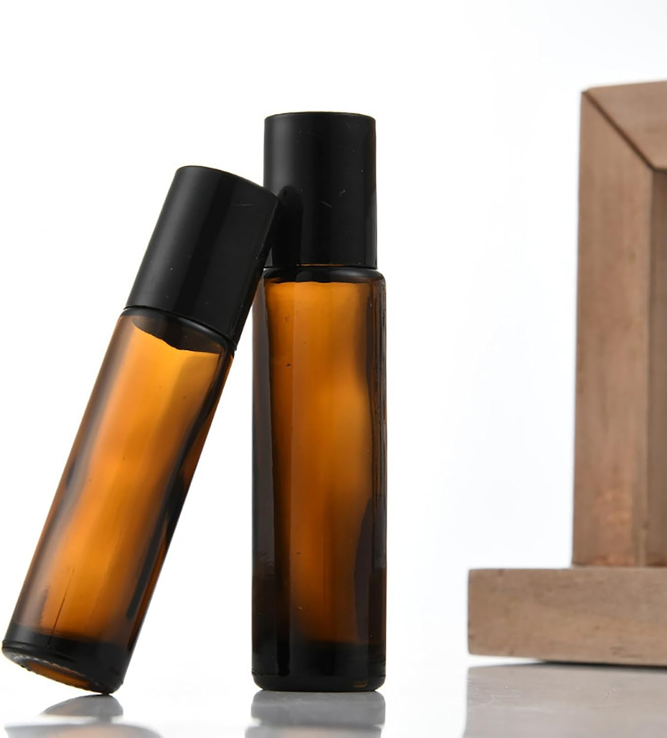 2PCS 15Ml Amber Rollerball Bottles Roller Ball Vial Glass Roller Dispenser Liquid Roller Bottles for Essential Oils Roll on Containers
