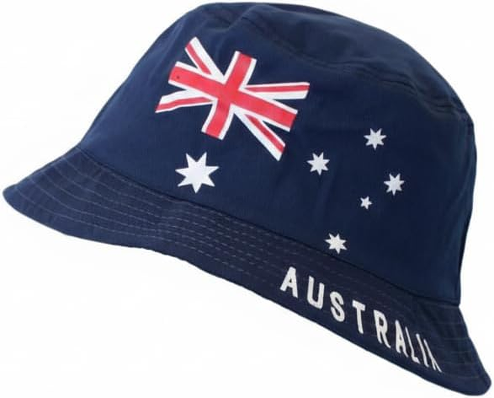 FIL Australia Day Bucket Hat Cotton Australian Flag Brim Cricket Souvenir